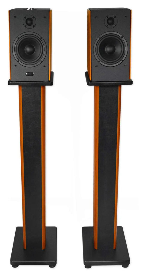 36 Inch Bookshelf Speaker Stands With 60 Lbs Capacity, Premium Wood Construction, Sand Fillable Base, Isolation Pads And Spikes