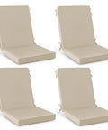 Outdoor Dining Chair Cushions 4 Pack High Back Water Resistant Patio Seat Cushions With Ties Removable Covers Non Slip Bottom For Garden Lawn Porch Furniture 44 By 20 Inches Cream