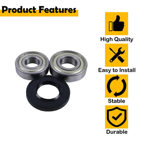 Heavy Duty Washer Tub Seal And Bearing Kit Compatible With Samsung Machines Replaces Dc62-00156A Dc97-16151B Dc97-14604D showing twin precision bearings and oil seal.