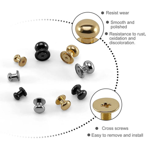 Badass Chicago Screws And Button Head Stud Rivets Sweet Top Tier Fasteners For Leathercraft Diy Crafts Featuring 50 black zinc alloy pieces with polished heads.