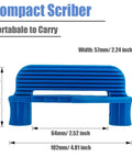 Heavy Duty Two Piece Center Scriber Set With Dead On Marking And Offset Position Gauge For Woodworking And Carpentry Fits Standard Pencils Features Eight Imperial Sizes Plus Built In Magnet For Reliable Shop Work, showing dimensions in blue