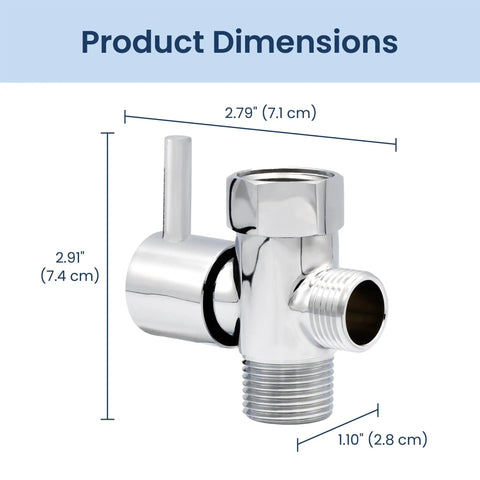 Dimensions of Bidet Shut-Off T-Adapter Valve For NEO Series Attachments 7/8 Inch By 7/8 Inch By 1/2 Inch Chrome Finish