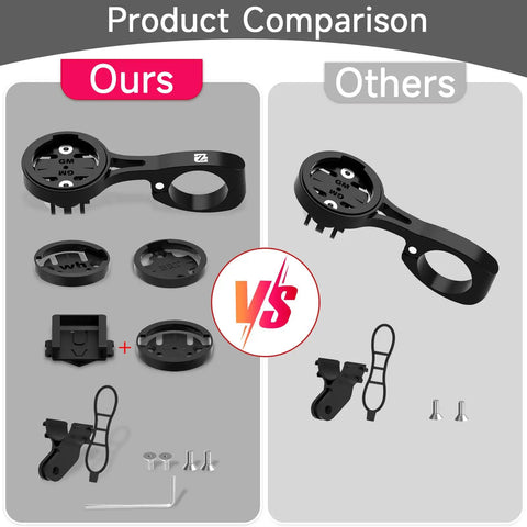 Product comparison of Aero Bar Bike GPS Mount With GoPro Adapter, showing components and accessories included on both sides.