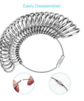 Ring Sizer Kit With 27 Stainless Steel Gauges US Size 0 To 13 Including Half Sizes Two Reusable Finger Belts One With Magnifier And Bonus Polishing Cloth For Men And Women Jewelry At Home, stainless steel ring gauges