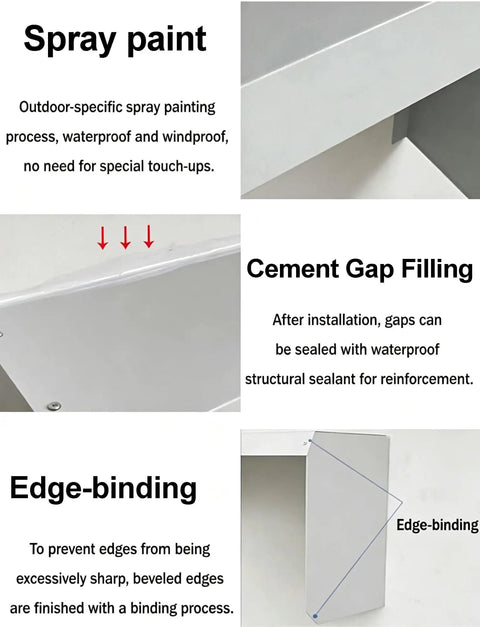 Wall Mounted Electric Vehicle Charger Cable Cover And Outdoor Power Cord Storage Enclosure Box showing spray paint, cement gap filling and edge binding details.