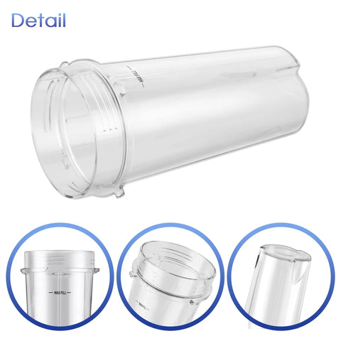 Detail view of 2 Pack Blender Replacement Parts For Single Serve 16 Oz Cups With Sip And Seal Lids Built To Last And Dishwasher Safe Eco Friendly Plastic Durable And Reliable Fits 1100W And 1500W Blenders