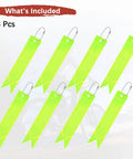 8 Pack Reflective Safety Pendants With Chains For Backpacks, Running And Cycling in fluorescent green shown in 8 pieces