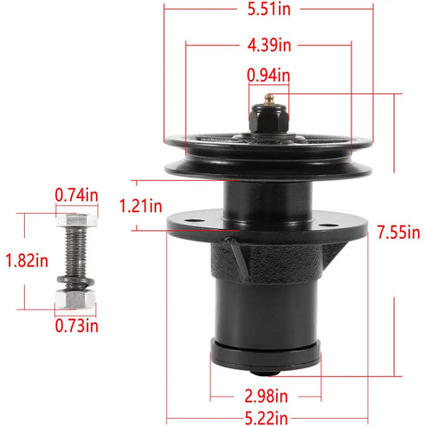 Top Shelf Heavy Duty Spindle Assembly Pull Sheave Kit Part 50051388 Fits Bush Hog Rdth Ath Efm Td Series with measurements.
