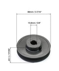 Rock Solid Single Groove V Belt Pulley 3.45 Inch OD Five Eighth Inch Bore Cast Iron Fixed Bore 1 Groove Sheave, top view