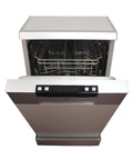 Sleek Heavy Duty Portable Dishwasher 18 Inch With Stainless Steel Tub and six racks for eight place settings.