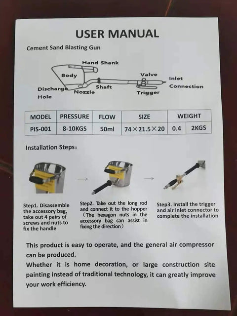 User manual for Beefy Stucco Sprayer For Walls And Plaster, including assembly instructions and product specifications.