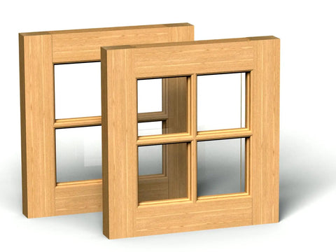Two custom wooden window frames, designed for use with Shop Grade 1/2 Inch Shank Ogee Router Bits Set.