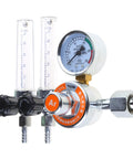 Argon Gas Regulator For Welding With Adjustable 0 To 25 MPa Pressure Gauge And Readout, with dual flow meters and leak proof sealing.