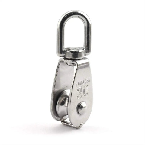 M20 Stainless Steel Single Pulley Block Heavy Duty Rigging Hardware With 20mm Wheel For Wire Rope Lifting 75kg Capacity Fixed Swivel Pulley For Rugged Industrial Use stainless steel 20mm pulley block