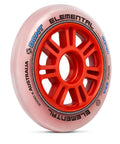 Elemental Inline Speed Skate Wheels 90mm Set Of 8 85A Urethane, single wheel close-up with red core for training and racing.