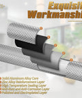 Layered composition of knurled cabinet pulls showcasing durability with solid aluminum core, zinc alloy layer, and anti-rust coating.