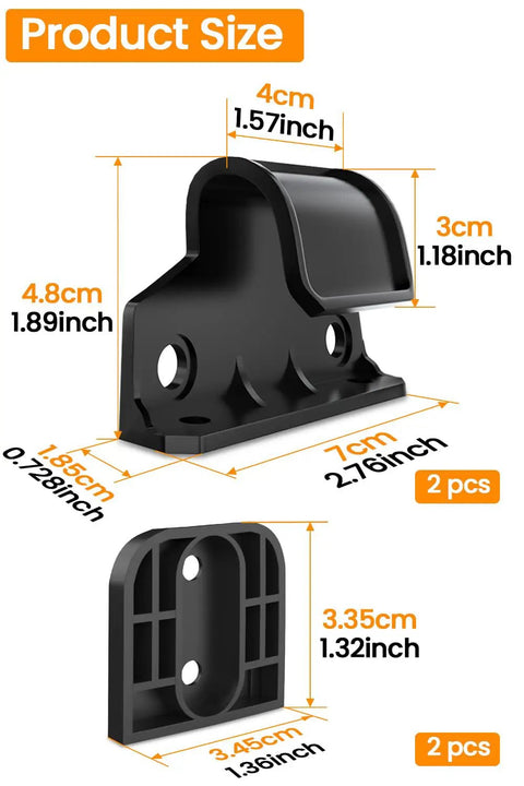 Top Tier Retractable Baby Gate Replacement Kit For 55 Inch Wide By 33 Inch Tall Doorways showing detailed mounting bracket sizes.