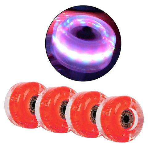 Lit Up Roller Skate Wheels 4 Pack 82A Red Glow At Night For Quad Skates Longboards And Skateboards Replacement Parts Durable