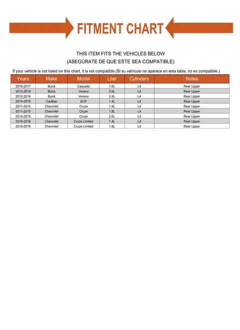 Fitment chart for Tough As Nails Pair Set Of Two Rear Upper Shock Mounts for Chevy and Buick models.
