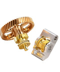 All Metal Filament Feed Gear Set For P2S Extruder Upgrade with brass reducer and aluminum idler arm shown on white background