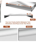 Dimensional view of Stainless Steel Stove Top Cover Noodle Board Kitchen Organizer For Gas And Electric Stoves Expands Counter Space And Doubles As A Cutting Board Sink Cover 30 By 22 By 3 Inches Silver with top and side profiles.