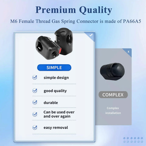 10 Pcs M6 Female Thread Gas Spring End Fittings For 10mm Ball Stud Grab-And-Go Strut Accessories, Easy Install, Fits Most Gas Springs With M6 Threads, Durable High Quality Hardware. PA66 black gas spring connector