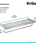 Solid Brass Bathroom Shelf With Towel Bar In Brushed Nickel Finish for towels, dimensions 24 5/8 in L x 7 7/8 in W x 4 5/8 in H