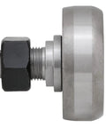 Heavy Duty Baler Plunger Bearing With 2.5 Inch Roller, showing side view of durable metal design with hex nut.