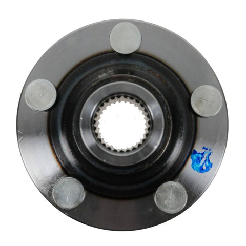 Front view of Front Passenger Side Wheel Bearing And Hub Kit For Subaru Baja 2003 To 2006, Forester 1999 To 2008, Impreza 1993 To 2007.