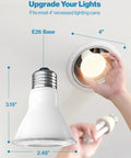 Person installing 10 Pack PAR20 LED Bulbs 50W Equivalent 7W Dimmable Flicker Free, CRI90 3000K Warm White into recessed lighting, E26 Base