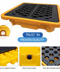 Stackable Spill Containment Pallet With Leakproof Plastic Platform Grating And Drain Tray For Safe Liquid Storage Built
