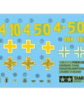 Decal sheet for German Type I Tank B 1/35 Plastic Model Kit From Military Miniature Series No 388, including numbers and crosses.