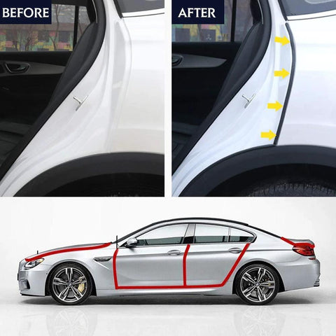 GoldWheel D-shape heavy-duty rubber weather stripping for car doors; self-adhesive bulb gasket, 10ft, installation view