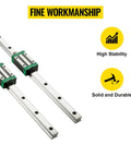 Two Piece Linear Rail Kit With Rails And HSR20 Bearing Blocks for DIY CNC Routers Lathes and Mills, steel, high stability