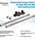 Premier Watts Replacement Sensor Valve Kit for hot water recirculation, includes two 12-inch braided supply lines