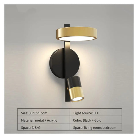 Modern Nordic Iron Wall Sconce With Glare Free Led Glow Perfect For Cozy Bedroom Reading And Hallways Solid Build And Smooth Warm White Lighting That Sets A Chill Vibe Easy Wall Mount Design, black and gold finish, LED lighting.