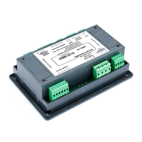 Generator Controller Panel With Remote Auto Start And LCD Display, Plug And Play Style Control Module For Standby Or Portable Generators, Phase Angle Controller, MRS16 Compatible, Easy Install, 1 Piece, gray plastic unit with green terminals