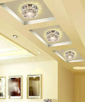 ELUKHT 12 Pack Round LED Recessed Ceiling Lights 3.9in ceiling view showcasing crystal glass lampshades in a modern setting.