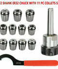 11 Piece ER32 Collet Set With MT2 Shank For Milling Machines Pro Grade Precision 0.0005 Tolerance Hardened Alloy Kit