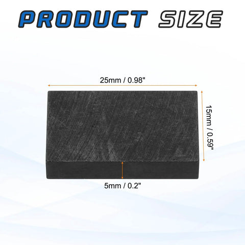 High Purity Graphite Block 25x15x5mm Plate Pack Of 5 For Melting Casting And Electrolysis showing dimensions