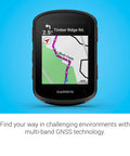Edge 540 Compact GPS Cycling Computer With Button Controls displaying map navigation on screen