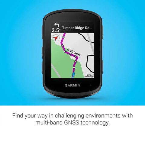Edge 540 Compact GPS Cycling Computer With Button Controls displaying map navigation on screen