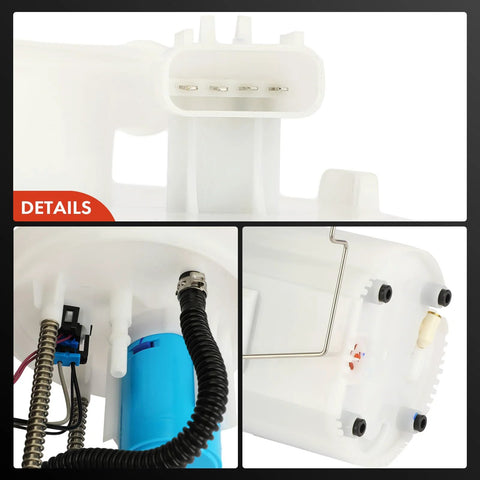 Electric Fuel Pump Module Assembly With Sending Unit For Ford F-150 2015 2019 V6 2.7L 3.5L Engines Without Extended Range Tank Direct Replacement Designed For Easy Drop In Installation And Long Lasting Performance, showing close-up details