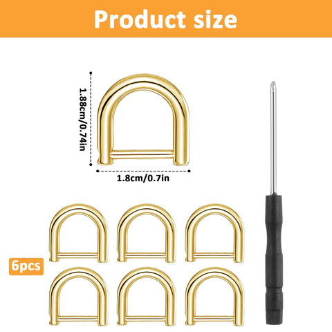 Six Pack Horseshoe Shackle Screw D Rings With Included Driver Premium Zinc Alloy Heavy Duty Hook for custom leather projects