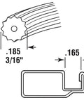 Diagram showing Screen Retainer Spline 0.185 Inch Diameter Three Sixteenths Inch Thick Black Vinyl Roll 250 Feet Serrated.