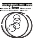 Heavy Duty 2.5mm Spring Steel Wire Retaining Rings For Shaft OD 35 To 165mm Snap Circlips displayed in a clean arrangement.
