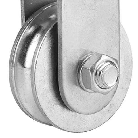 Close-up of Beefed Up Heavy Duty Fixed Hoist Pulley With Single Wheel For Wire Rope Lifting And Industrial Towing Applications Steel Rigging Pulley 300 Kg Capacity Low Wear High Reliability