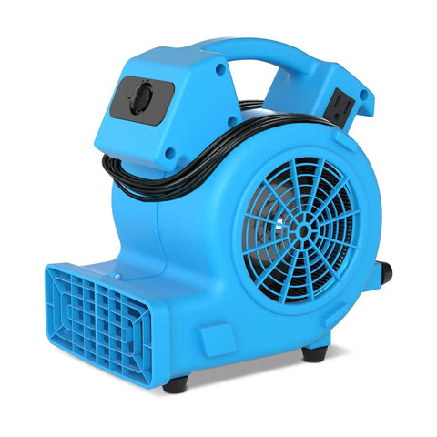 Powerful Air Mover 1/8 HP 550 CFM Carpet Dryer and Floor Blower with 3 Speed Settings and Daisy Chain, portable fan side view