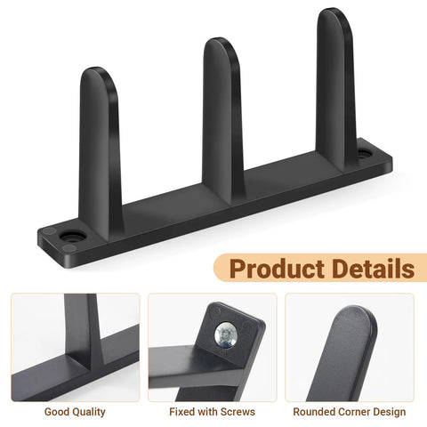 4-Piece Black Closet Door Floor Guide Set With Screws And Screwdriver For Smooth Sliding Closet Doors Fits 1-3/8 Inch Thick Doors Includes Floor Guides, Durable Hardware For Easy Installation product details.
