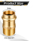 3/4-inch brass press fitting with male NPT adapter for Eight Piece Three Quarter Inch Brass Press Fittings Set for piping connections.